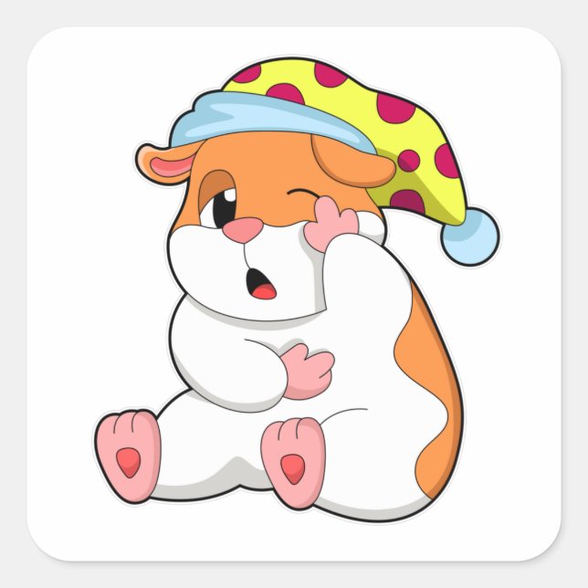 Hamster at Sleeping with Sleepyhead Square Sticker (Front)