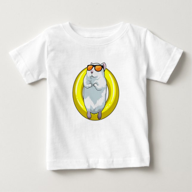 Hamster at Swimming with Swim ring Baby T-Shirt (Front)