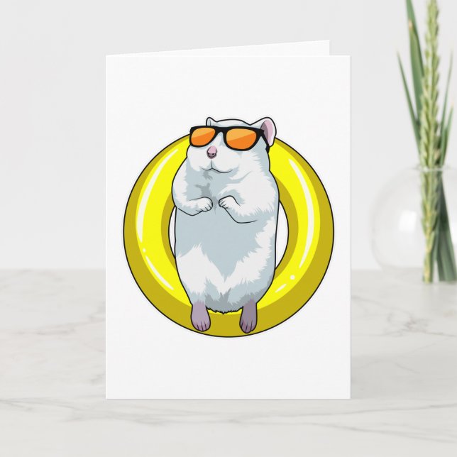 Hamster at Swimming with Swim ring Card (Front)