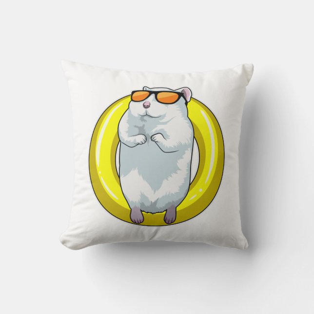 Hamster at Swimming with Swim ring Cushion (Front)