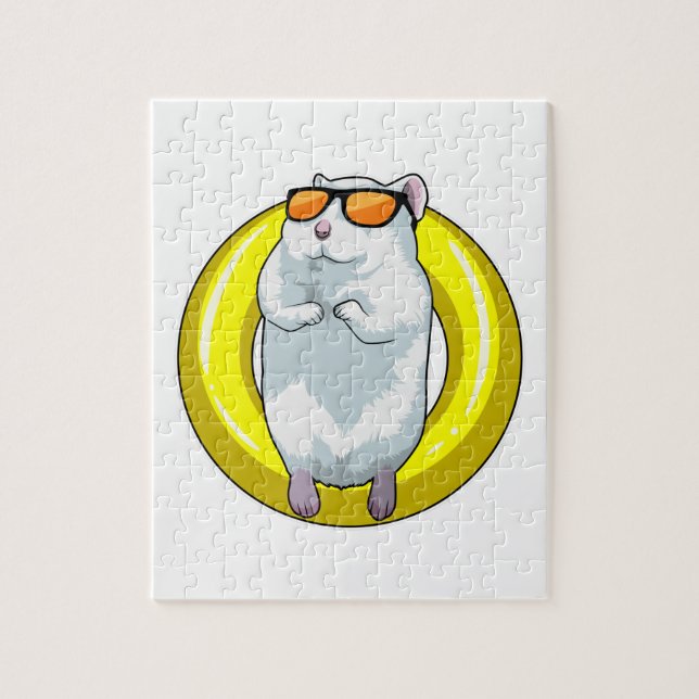 Hamster at Swimming with Swim ring Jigsaw Puzzle (Vertical)