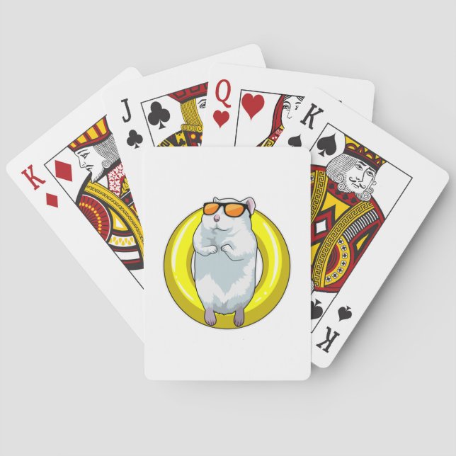Hamster at Swimming with Swim ring Playing Cards (Back)