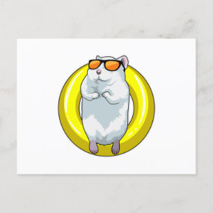 Hamster at Swimming with Swim ring Postcard