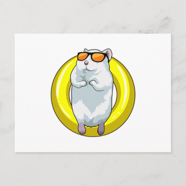 Hamster at Swimming with Swim ring Postcard (Front)