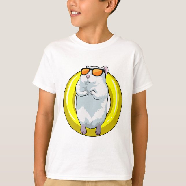 Hamster at Swimming with Swim ring T-Shirt (Front)