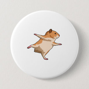 Hamster at Yoga Stretching Legs 7.5 Cm Round Badge
