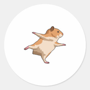 Hamster at Yoga Stretching Legs Classic Round Sticker