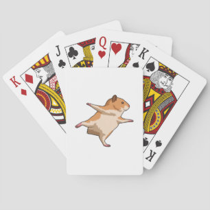 Hamster at Yoga Stretching Legs Playing Cards