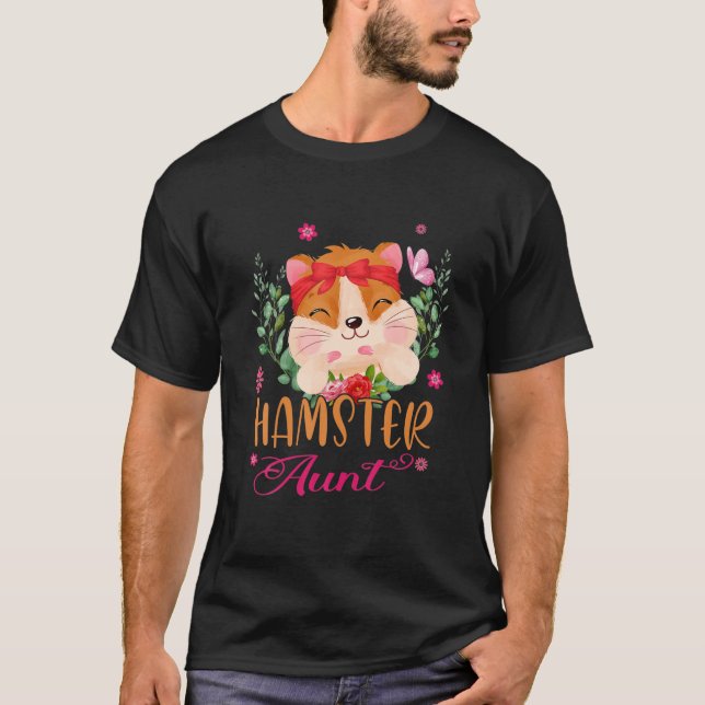 Hamster Aunt Cute Flowers Hamster Bow Tie Lover Mo T-Shirt (Front)