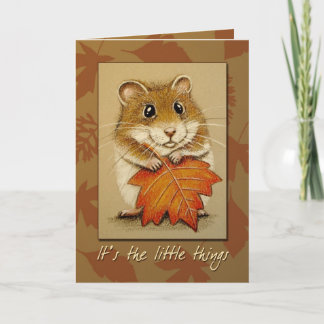 Hamster & Autumn Leaf - Thanksgiving Card