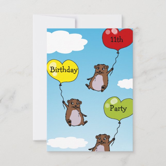 Hamster Balloon Birthday Invitation   (Front)