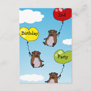 Hamster balloons, 2nd birthday party invitation