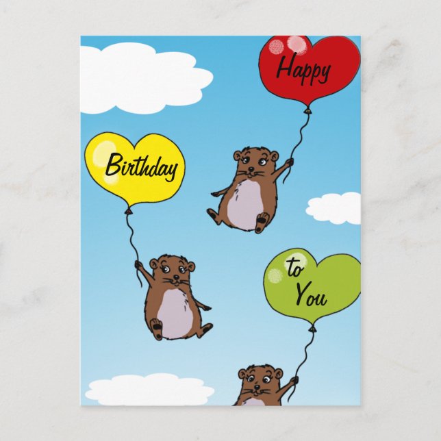 Hamster balloons, Happy Birthday to You Postcard (Front)