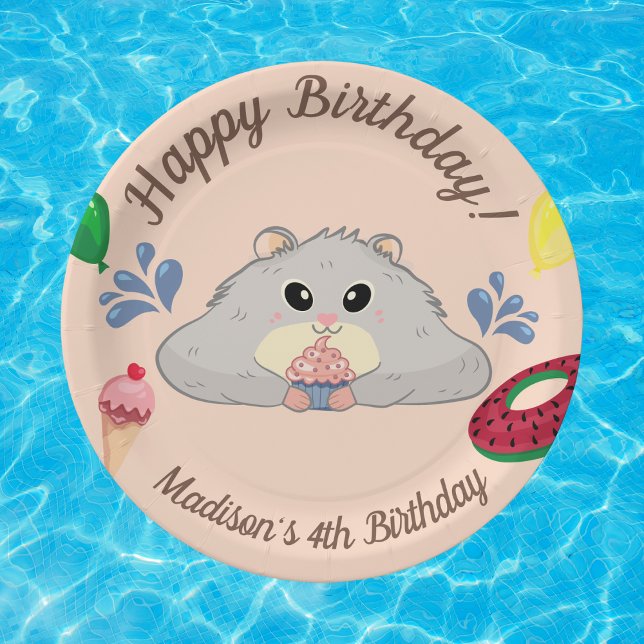 Hamster Bday Pool Party  Paper Plate (Creator Uploaded)