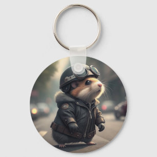 Hamster Biker Key Ring