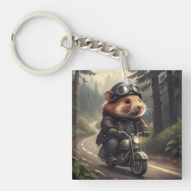 Hamster Biker Key Ring (Front)