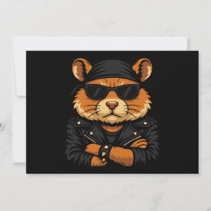 Hamster Biker Rider Leather Jacket Attitude Invitation