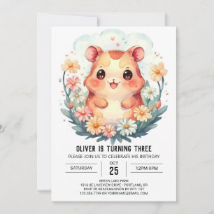Hamster Birthday Festive Magic Invitation