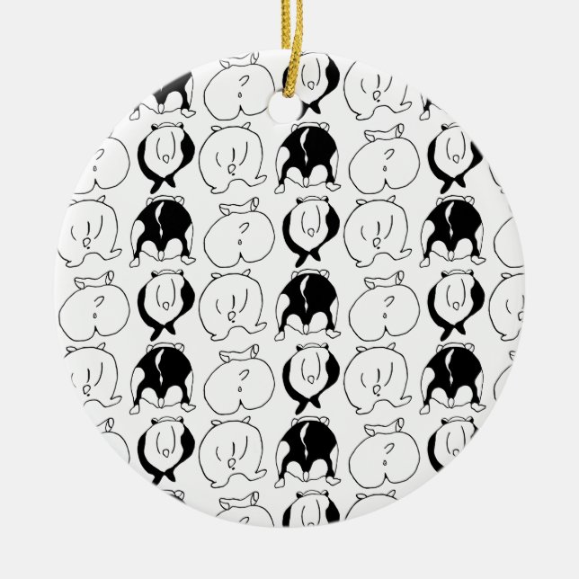 Hamster Butts Pattern Ceramic Ornament (Front)