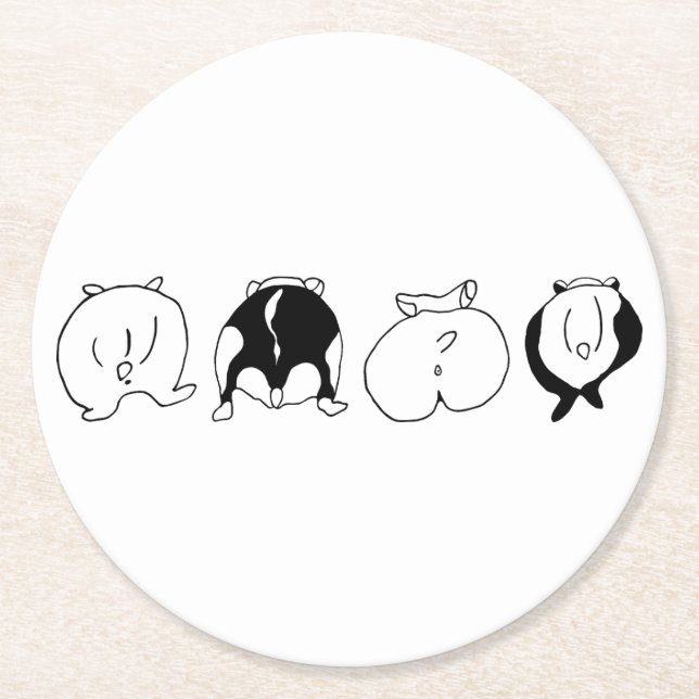 Hamster Butts Round Paper Coaster (Front)