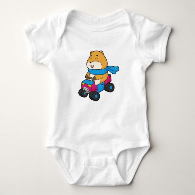 Hamster Car Baby Bodysuit (Front)