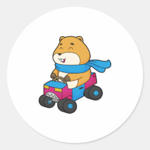 Hamster Car Classic Round Sticker