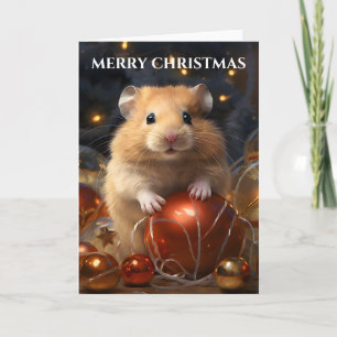 Hamster & Christmas Bauble Christmas Card