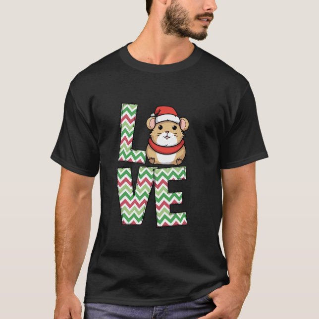 Hamster Christmas Day Xmas Party Rodent Pet Santa  T-Shirt (Front)