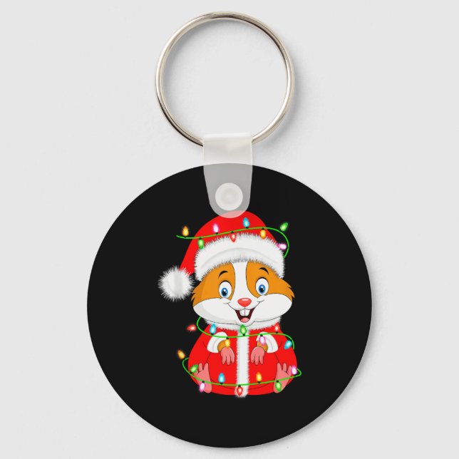 Hamster Christmas Lights Santa Costume Cute Animal Key Ring (Front)