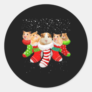 Hamster Christmas Socks Funny Xmas Gifts For Men W Classic Round Sticker