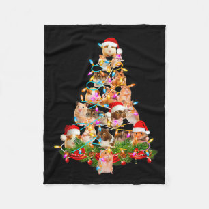 Hamster Christmas Tree Led Funny Hamster Snow Chir Fleece Blanket