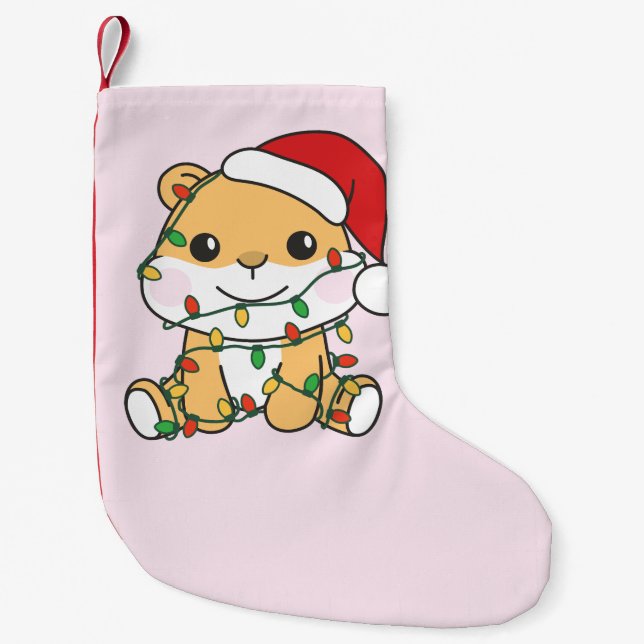Hamster Christmas Winter Animals Holiday Hamsters Small Christmas Stocking (Front)