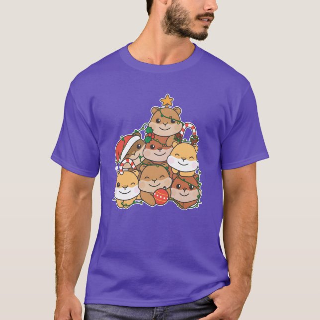 Hamster Christmasree Funny Animal Christmas friend T-Shirt (Front)