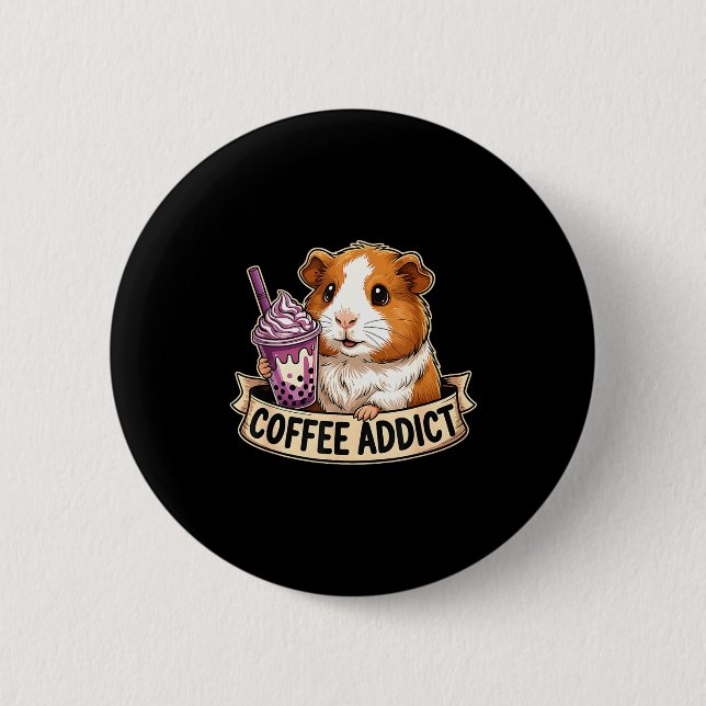 Hamster Coffee Addict Cute Rodent Boba Tea Gift  6 Cm Round Badge (Front)