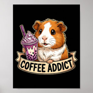Hamster Coffee Addict Cute Rodent Boba Tea Gift  Poster