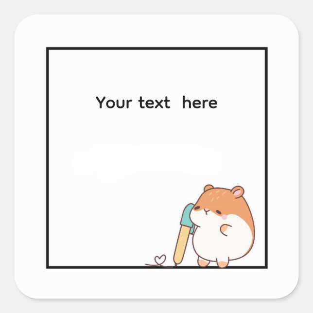 Hamster, cute hamster theme square sticker (Front)