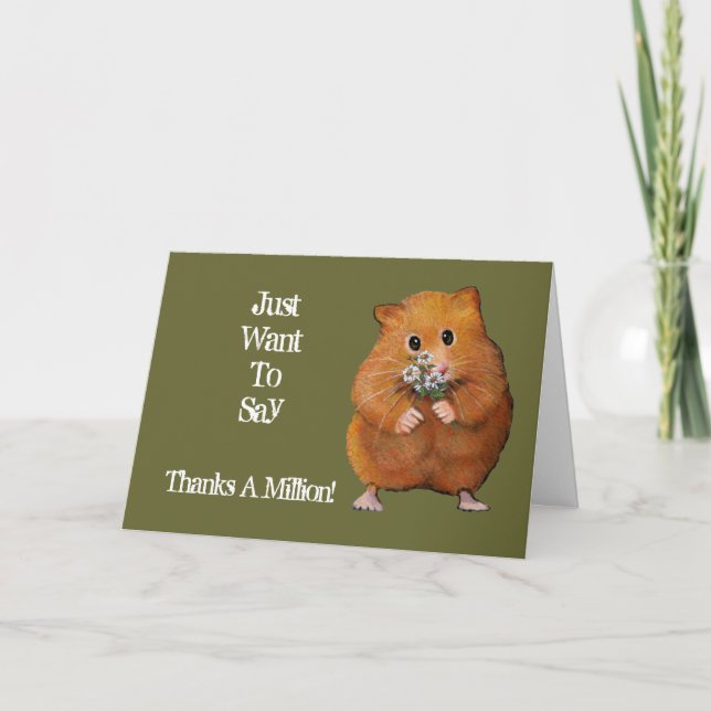 Hamster, Daisies: Thanks A Million: Artwork Thank You Card (Front)
