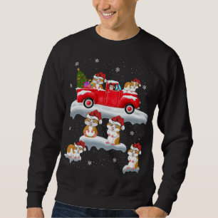 Hamster Driving Christmas Tree Red Truck Hamster C Sweatshirt