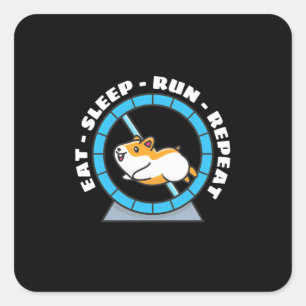 Hamster Eat Sleep Run Repeat Square Sticker