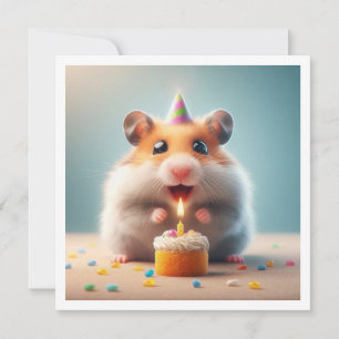 Hamster eating cake birthday invitation