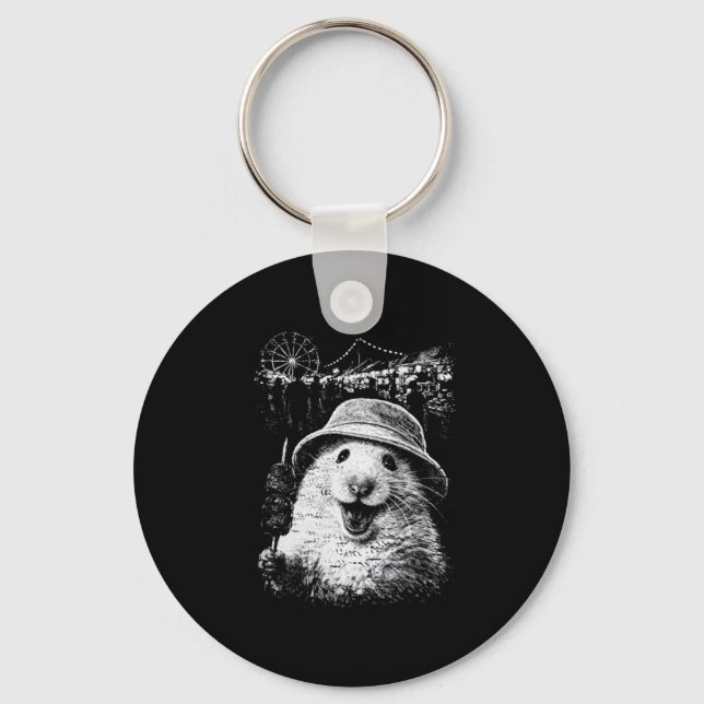 Hamster Eating Ice Cream Cute Meme Key Ring (Front)