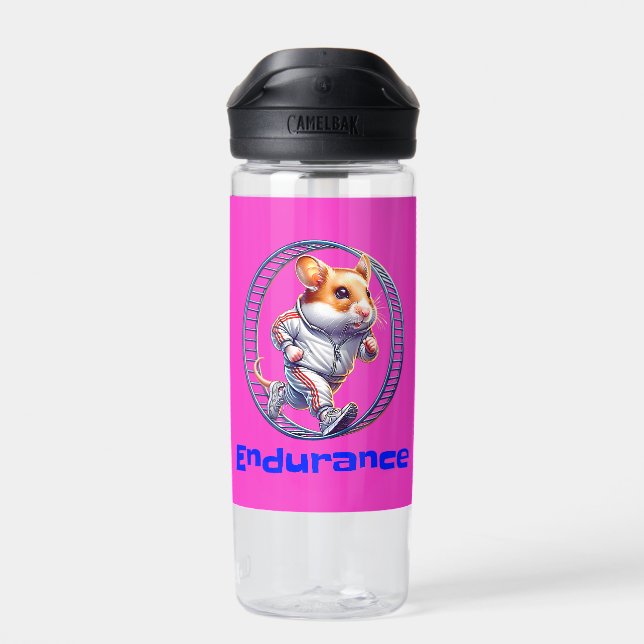 Hamster Endurance Running Shirt Hamster running  Water Bottle (Back)