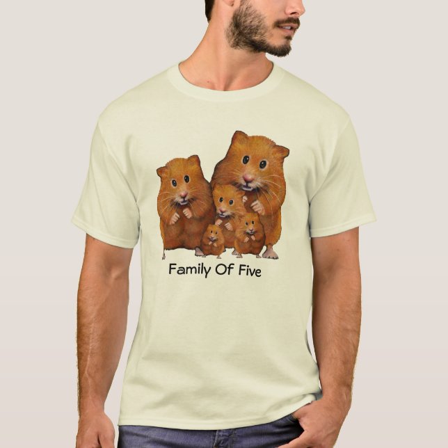 Hamster Family: Parents, kids: Colour Pencil Art T-Shirt (Front)