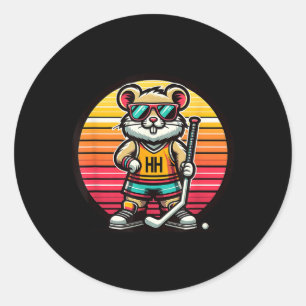 Hamster Field Hockey Player Team Rodent Sports Classic Round Sticker