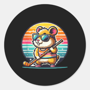 Hamster Field Hockey Player Team Sports Fan Classic Round Sticker
