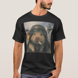 Hamster Fighter Pilot Funny Animal Smoking T-Shirt