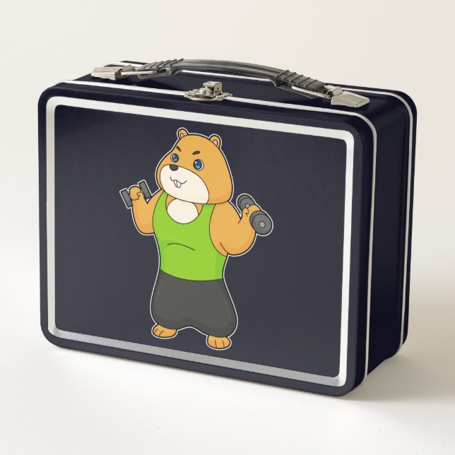 Hamster Fitness Dumbbell Metal Lunch Box (Front)