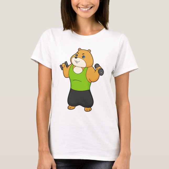 Hamster Fitness Dumbbell T-Shirt (Front)
