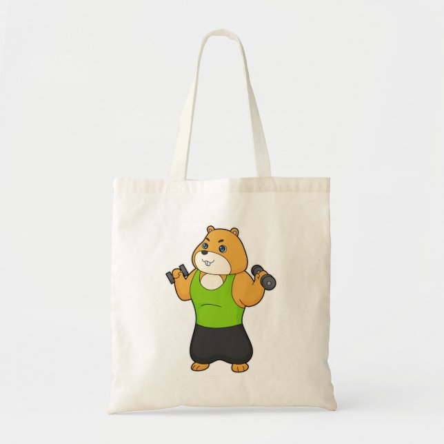 Hamster Fitness Dumbbell Tote Bag (Front)