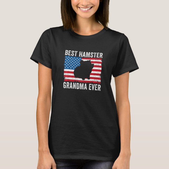 Hamster Grandma American Flag Funny Hamster Lover  T-Shirt (Front)